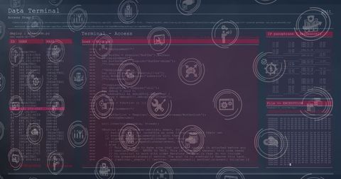 Digital Data Processing with Graphic User Interfaces and Connection Icons - Download Free Stock Images Pikwizard.com