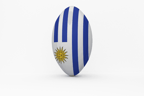 Rugby ball displaying uruguay flag on transparent background