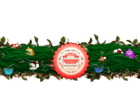 Festive Transparent Garland with Ornaments and Holly