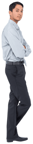 Transparent Confident Businessman Standing Posing Sideways