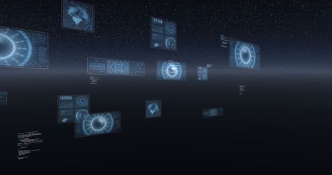 Digital Data Interface with Holographic Displays in Dark Space - Download Free Stock Images Pikwizard.com
