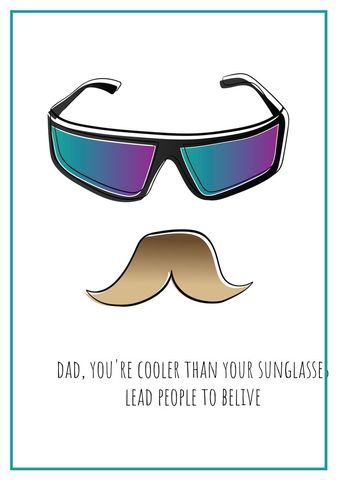 playful father's day card with sunglasses and mustache - Download Free Stock Templates Pikwizard.com