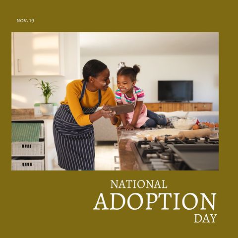 National Adoption Day Celebration with Loving Family in Kitchen