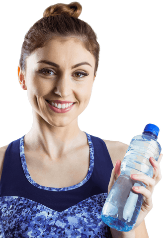 fit brunette woman holding transparent water bottle smiling - Download Free Stock Videos Pikwizard.com