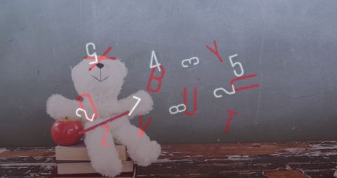 Education Concept with Teddy Bear and Digital Elements