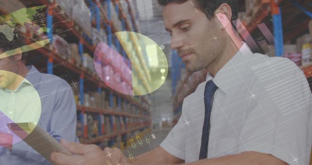 Businessman Analyzing Digital Data in Warehouse - Download Free Stock Images Pikwizard.com