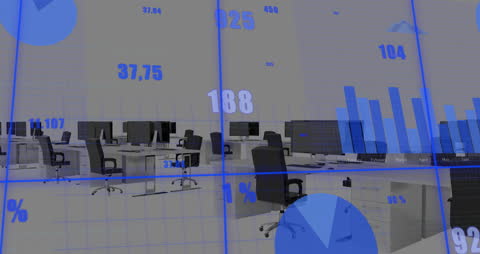 Data Processing Visualization Over Modern Office Space
