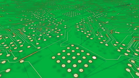 Abstract Green Circuit Board Imagery with Light Elements