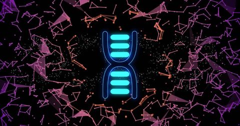 Abstract DNA Strand with Geometric Data Network - Download Free Stock Images Pikwizard.com
