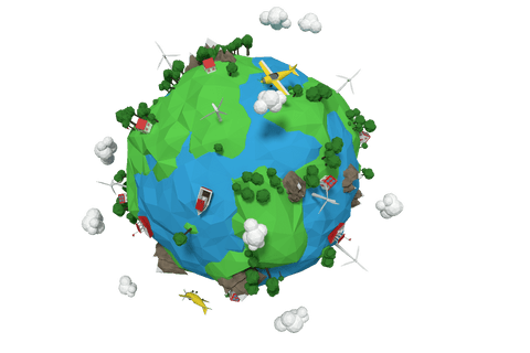 Colorful Minimalist Globe with Wind Turbines Transparent Illustration - Download Free Stock Videos Pikwizard.com