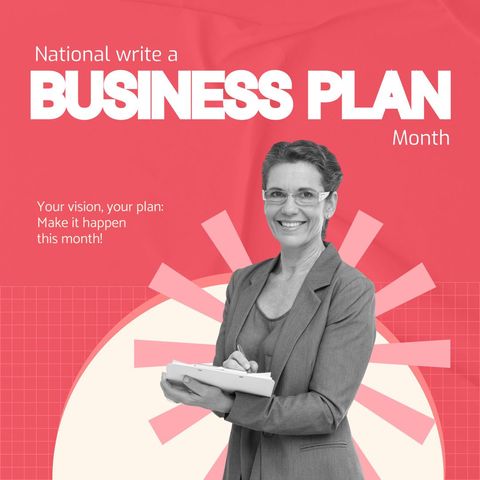 businesswoman embracing national business plan month - Download Free Stock Templates Pikwizard.com