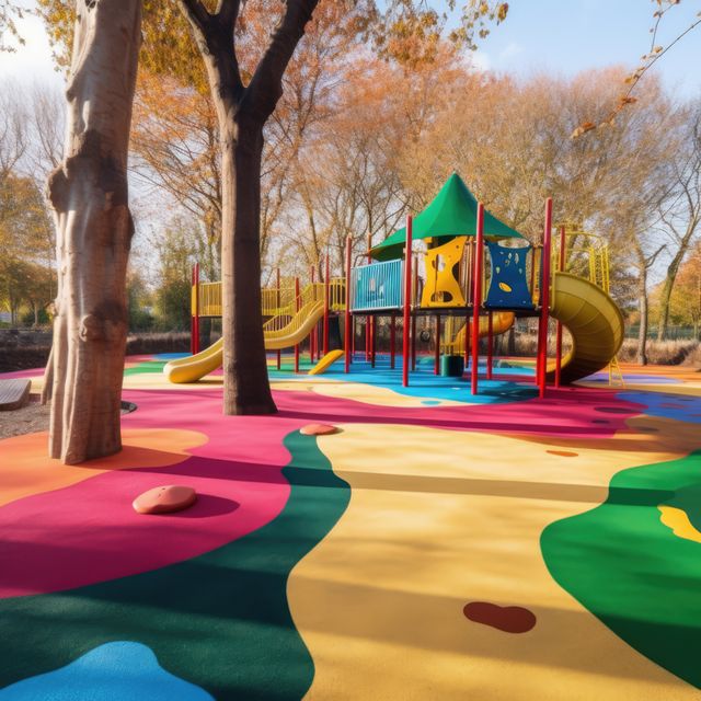 Colourful children's playground in park, created using generative ai technology - Download Free Stock Photos Pikwizard.com