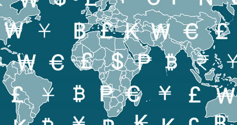 Animated Global Currency Symbols on World Map