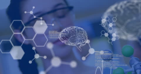 Digital Interface Animation with Brain and Chemical Formulas