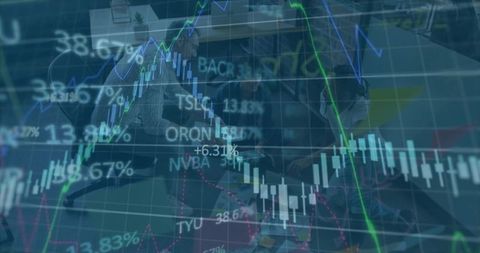 Business Professionals Analyzing Stock Charts in Modern Office