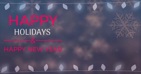 Festive holiday greeting with snowfall and lights