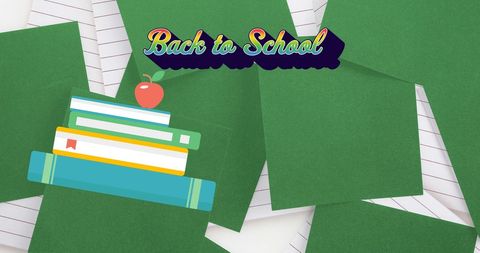 Colorful back to school collage with books and notes