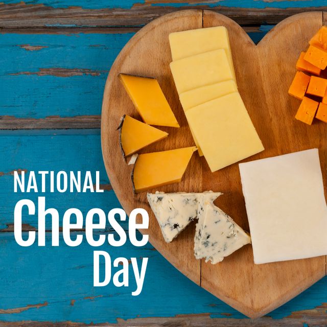 Variety of Cheese on Heart-Shaped Board Celebrating National Cheese Day - Download Free Stock Templates Pikwizard.com