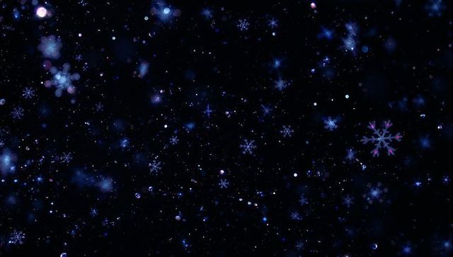 Shimmering Snowflake and Stars Abstract Night Background