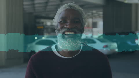 Senior Man Experiencing Futuristic Data Interface