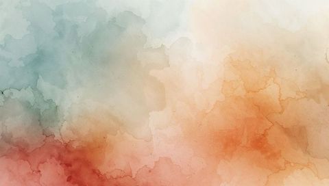 Fluid abstract watercolor pattern with teal-green and burnt orange blends