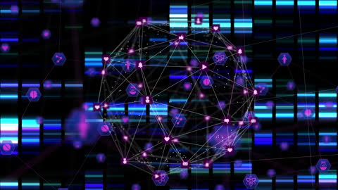 Digital Data Network with Animated Icons