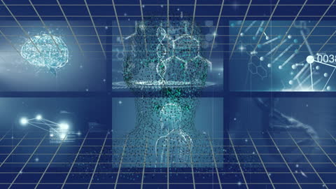 Digital Human and Data Elements with Technology Concept