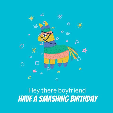Bright Birthday Card with Colorful Piñata for Boyfriend Celebration - Download Free Stock Templates Pikwizard.com