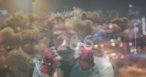 Empowered Female Boxer in Digital Interface Concept