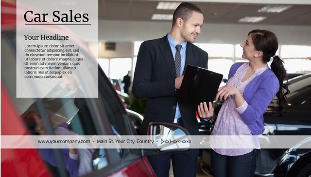 Salesperson Discussing Car Purchase With Customer in Dealership Showroom - Download Free Stock Templates Pikwizard.com