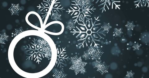 Falling Snowflakes and Christmas Bauble Illustration