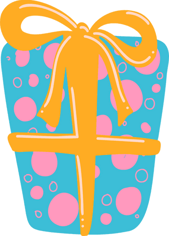 Vibrant gift box with golden ribbon on transparent background