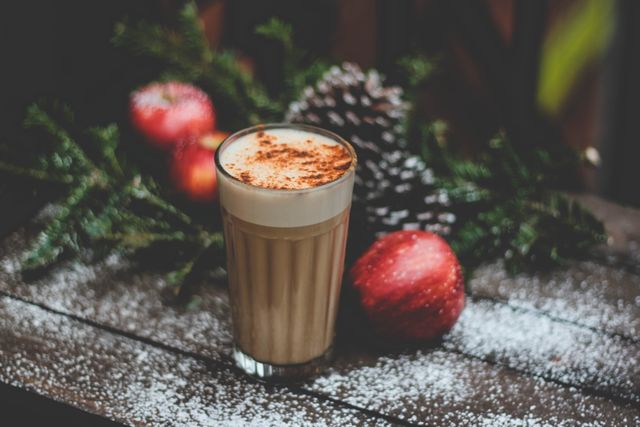 Perfect for use in seasonal fall or winter campaigns, promoting coffee shops or holiday-themed social media posts. Highlights cozy and festive elements ideal for celebrating autumn and winter holidays.