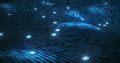 Dynamic Digital Tile Wave with Glowing Highlights - Download Free Stock Images Pikwizard.com
