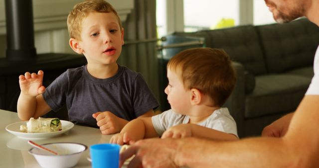 Father Spending Quality Time with Young Children During Meal - Download Free Stock Images Pikwizard.com