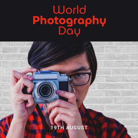 World Photography Day Celebration with Camera Enthusiast - Download Free Stock Templates Pikwizard.com