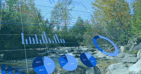 Nature infused with data interface and illusion of digital analytics