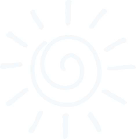Abstract spiral sun symbol with transparent background