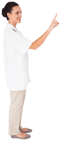 Smiling Female Doctor Pointing with Finger on Transparent Background - Download Free Stock Videos Pikwizard.com