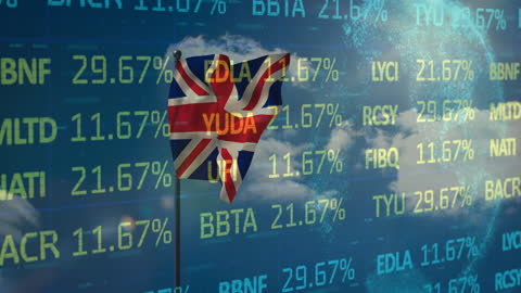 Financial Data Animation with UK Elements on Transparent Display
