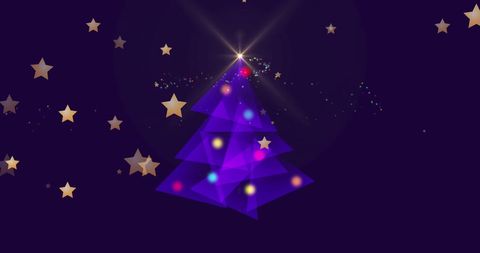 Digitally Rendered Christmas Tree with Falling Stars