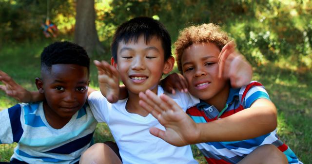 Diverse Children Playing and Smiling Outdoors on Sunny Day - Download Free Stock Images Pikwizard.com