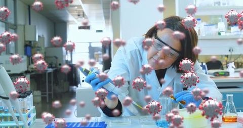 Scientist conducting covid-19 research in laboratory setting