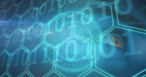 Digital Security Eye with Hexagonal Network and Binary Code - Download Free Stock Images Pikwizard.com