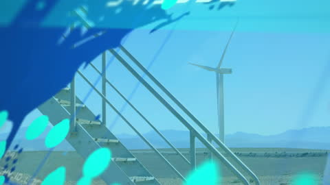 Digital Interface Animation with Wind Turbine in Background