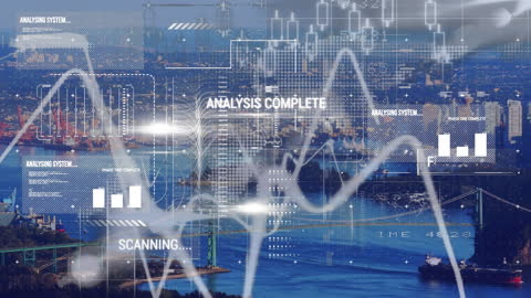 Futuristic Data Interface Overlay on City Skyline