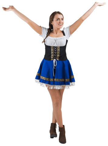 Transparent Oktoberfest Girl Cheering in Traditional Outfit