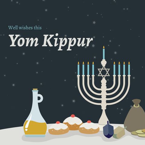 Yom Kippur Celebration with Menorah and Traditional Food