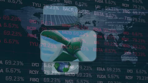 Green Energy Finance Concept with Wind Turbine Overlay