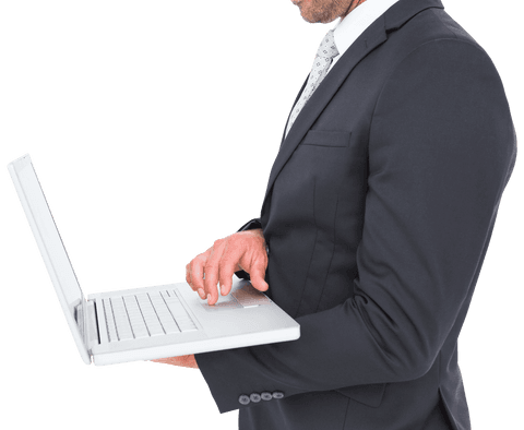 professional businessman using laptop transparent background image - Download Free Stock Videos Pikwizard.com